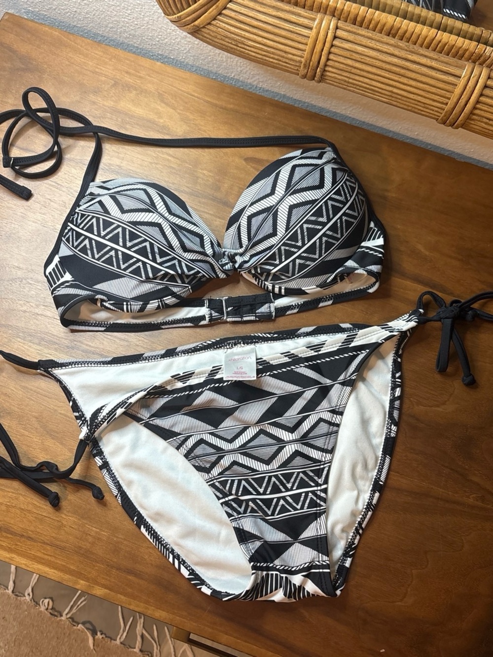 Xhilaration Black & White Geometric Push-Up Bikini
